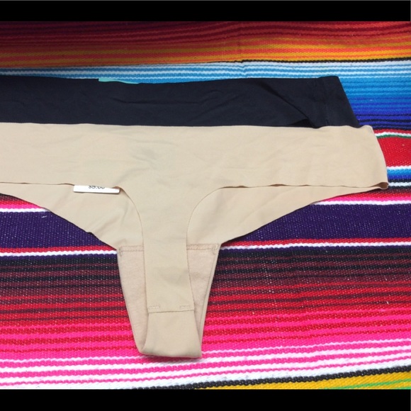 AUDEN WOMEN’S INVISIBLE EDGE THONGS SET OF 2 SIZE: S (4-6) COLOR: BLACK AND TAN - Picture 2 of 5